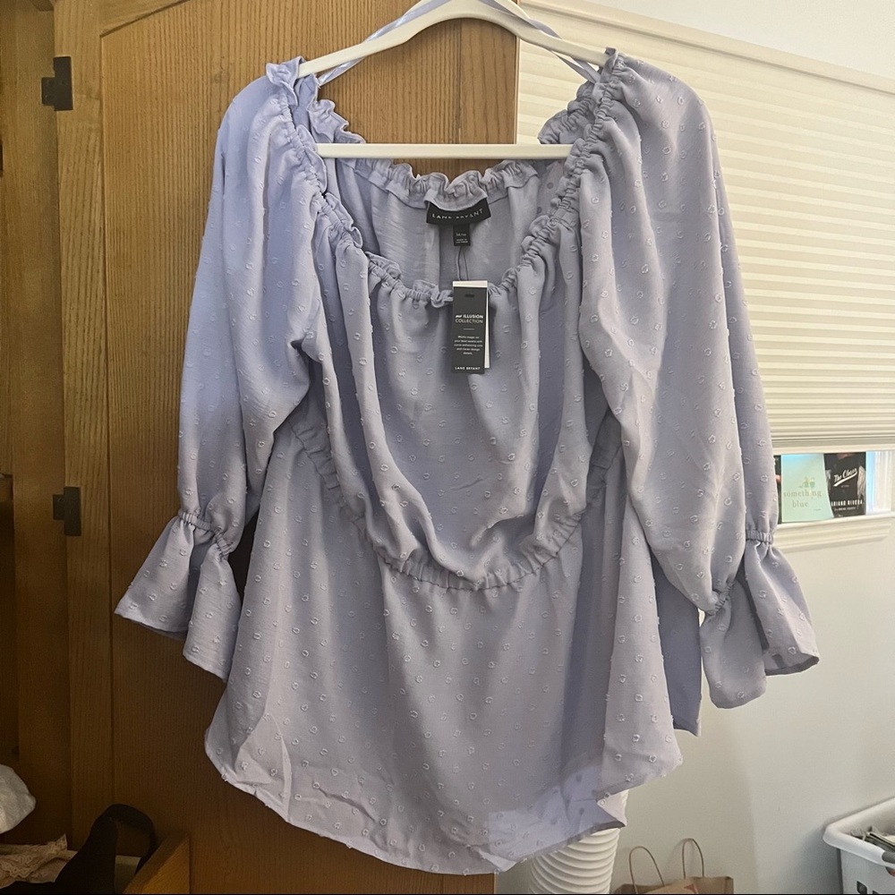 Lane Bryant Off the Shoulder Top Light Purple 14/16 New with tags - Picture 4 of 5